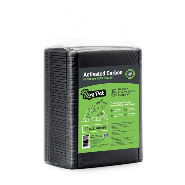 Пелюшки гігієнічні для собак та котів ROYPET Activated Carbon 60х60 50 шт JPAC606050 фото Пелюшки гігієнічні для собак та котів ROYPET Activated Carbon 60х60 50 шт JPAC606050 фото